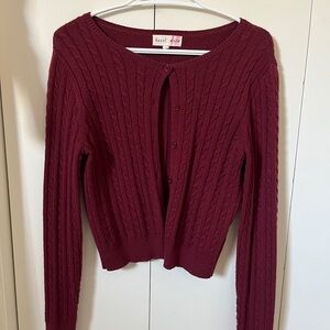 [SOLD] Burgundy Cable Knit Cardigan